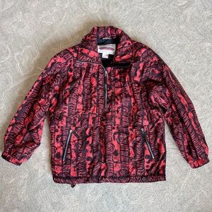 Vintage Obermeyer Retro Print Kangaroo Pouch Pullover Jacket with Shoulderpads